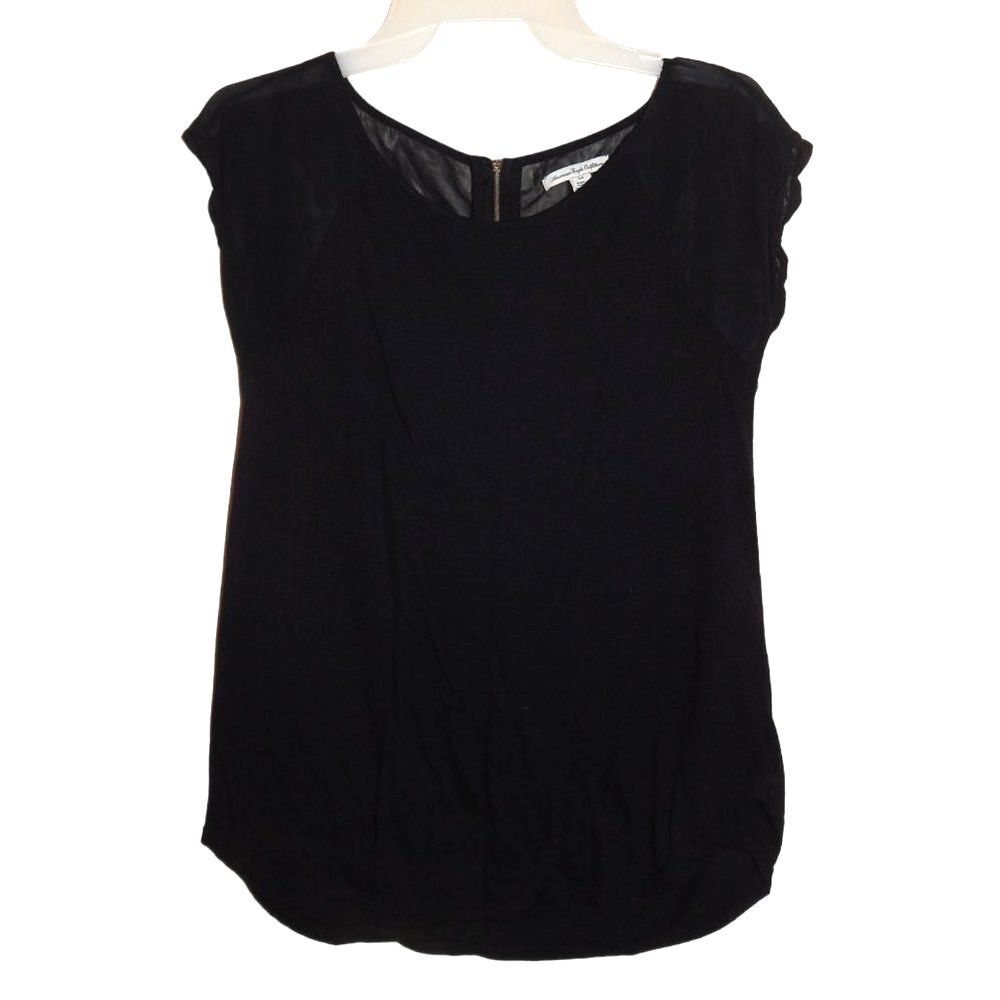 American Eagle Outfitters women’s small semi sheer black zipper back blouse